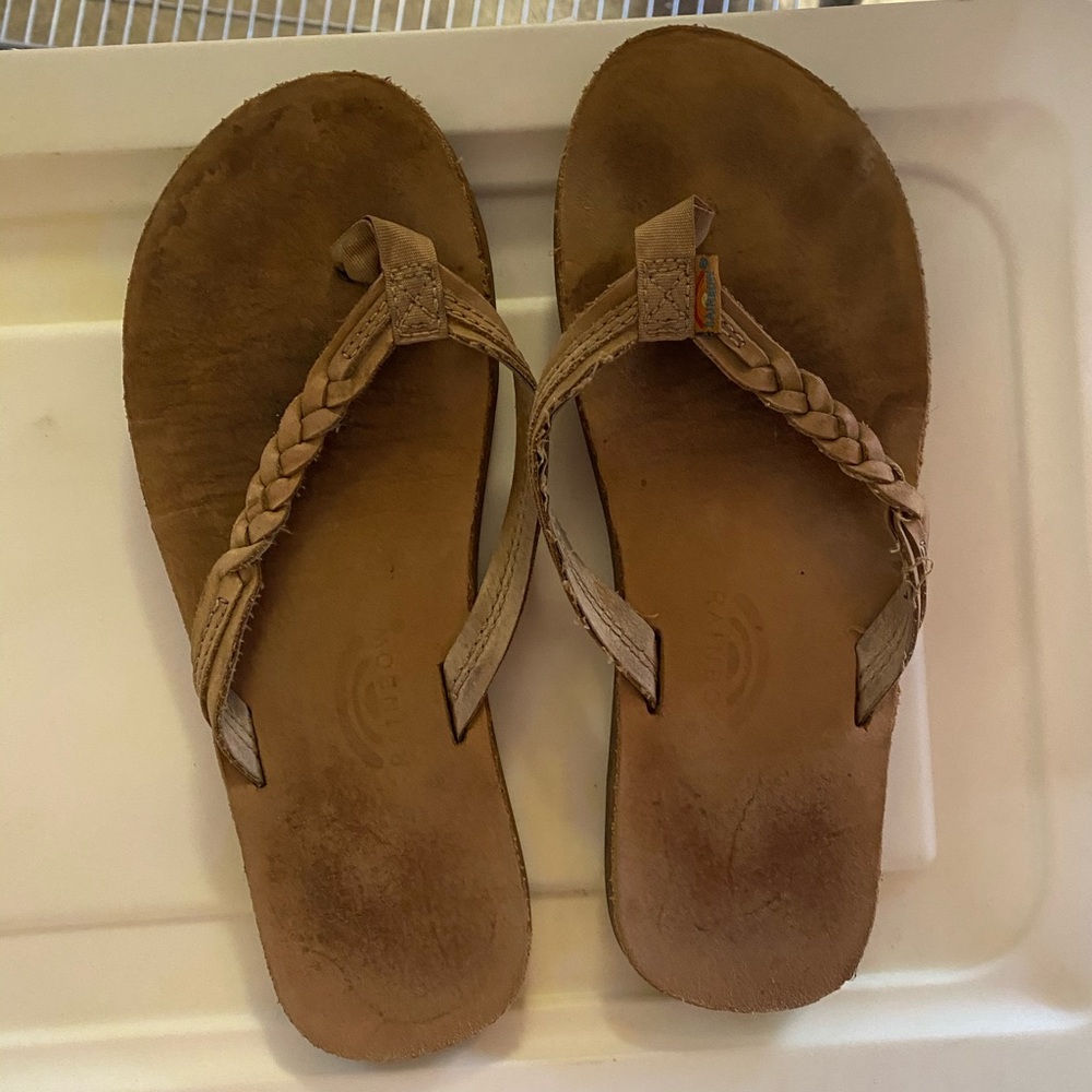 Rainbow flip flops